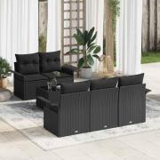 vidaXL Trädgårdsoffset med kudde Manuell 6 pcs Svart 55 x 55 x 37 cm
