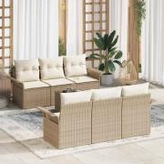 vidaXL Trädgårdsoffset med kudde 7 pcs Beige, Kräm 55 x 55 x 37 cm