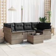 vidaXL Trädgårdsoffset med kudde med lagring 7 pcs Grå 55 x 55 x 37 cm