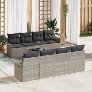 vidaXL Trädgårdsoffset 9 pcs Ljusgrå och mörkgrå 55 x 55 x 37 cm