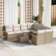 vidaXL Trädgårdsoffset med kudde 9 pcs Beige, Kräm 55 x 55 x 37 cm