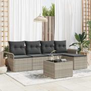 vidaXL Trädgårdsoffset med kudde med lagring 6 pcs Ljusgrå Poly rattan