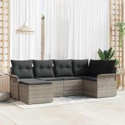 vidaXL Trädgårdsoffset med kudde med lagring 6 pcs Ljusgrå Poly rattan