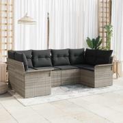 vidaXL Trädgårdsoffset med kudde med lagring 6 pcs Ljusgrå Poly rattan