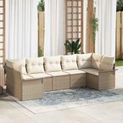vidaXL Trädgårdsoffset med kudde med lagring 7 pcs Beige Poly rattan