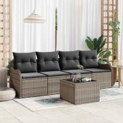 vidaXL Trädgårdsoffset med kudde med lagring 5 pcs Grå 55 x 55 x 37 cm