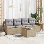 vidaXL Trädgårdsoffset med kudde 5 pcs Beige och Grå 55 x 55 x 37 cm