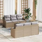 vidaXL Trädgårdsoffset med kudde 7 pcs Beige, grå 55 x 55 x 37 cm