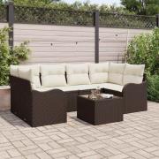 vidaXL Trädgårdsoffset 7 pcs Brun, krämfärgad 55 x 55 x 37 cm