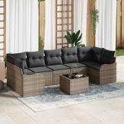 vidaXL Trädgårdsoffset med kudde med lagring 8 pcs Grå 55 x 55 x 37 cm