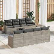 vidaXL Trädgårdsoffset med kudde 9 pcs Ljusgrå 55 x 55 x 37 cm