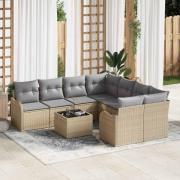 vidaXL Trädgårdsoffset med kudde 9 pcs Beige, grå 55 x 55 x 37 cm
