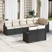 vidaXL Trädgårdsoffset med kudde 8 pcs Svart, vit Poly rattan
