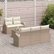 vidaXL Trädgårdsoffset med kudde 6 pcs Beige, Kräm 55 x 55 x 37 cm