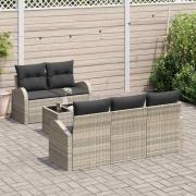 vidaXL Trädgårdsoffset med kudde med lagring 6 pcs Ljusgrå och mörkgrå