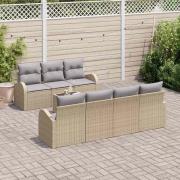 vidaXL Trädgårdsoffset med kudde 8 pcs Beige, grå 55 x 55 x 37 cm