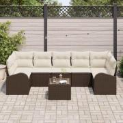 vidaXL Trädgårdsoffset 8 pcs Brun, krämfärgad 55 x 55 x 37 cm