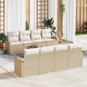 vidaXL Trädgårdsoffset med kudde 9 pcs Beige, Kräm 55 x 55 x 37 cm