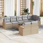 vidaXL Trädgårdsoffset med kudde 9 pcs Beige, ljusgrå Poly rattan