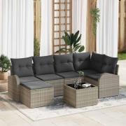 vidaXL Trädgårdsoffset med kudde 7 pcs Ljusgrå Poly rattan