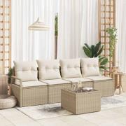 vidaXL Trädgårdsoffset med kudde 5 pcs Beige, Kräm 55 x 55 x 37 cm