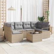 vidaXL Trädgårdsoffset med kudde 7 pcs Beige, grå 55 x 55 x 37 cm