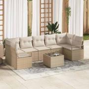 vidaXL Trädgårdsoffset med kudde 8 pcs Beige, Kräm 55 x 55 x 37 cm
