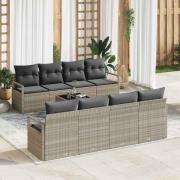 vidaXL Trädgårdsoffset 9 pcs Ljusgrå och mörkgrå 55 x 55 x 37 cm
