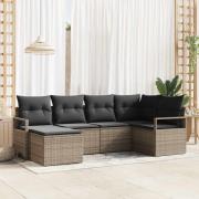 vidaXL Trädgårdsoffset 6 pcs Grå Poly Rattan och Pulverlackerad Stål