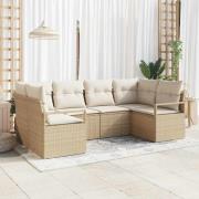 vidaXL Trädgårdsoffset med kudde med lagring 6 pcs Beige, Kräm