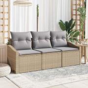 vidaXL Trädgårdsoffset med kudde med lagring 3 pcs Beige, ljusgrå