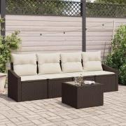 vidaXL Trädgårdsoffset Manuell 5 pcs Brun, krämfärgad 55 x 55 x 37 cm