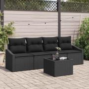 vidaXL Trädgårdsoffset med kudde Manuell 5 pcs Svart 55 x 55 x 37 cm