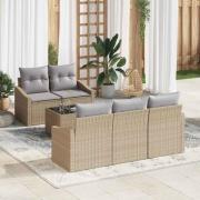 vidaXL Trädgårdsoffset med kudde 6 pcs Beige och Grå 55 x 55 x 37 cm