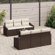 vidaXL Trädgårdsoffset med kudde 7 pcs Brun och Kräm 55 x 55 x 37 cm
