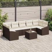 vidaXL Trädgårdsoffset Manuell 8 pcs Brun, krämfärgad 55 x 55 x 37 cm
