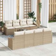 vidaXL Trädgårdsoffset med kudde 7 pcs Beige, Kräm 55 x 55 x 37 cm