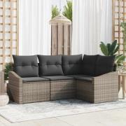 vidaXL Trädgårdsmöbelset 4 pcs Grå Poly Rattan och Pulverlackerad Stål