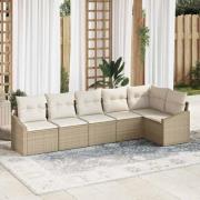 vidaXL Trädgårdsmöbelset med kudde med lagring 6 pcs Beige, Kräm