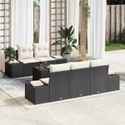 vidaXL Trädgårdsoffset med kudde 6 pcs Svart och kräm 55 x 55 x 37 cm