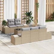 vidaXL Trädgårdsoffset med kudde 6 pcs Beige, grå 55 x 55 x 37 cm