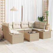 vidaXL Trädgårdsoffset med kudde 7 pcs Beige, Kräm 55 x 55 x 37 cm