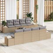 vidaXL Trädgårdsoffset med kudde 7 pcs Beige, grå 55 x 55 x 37 cm