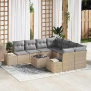 vidaXL Trädgårdsoffset med kudde 9 pcs Beige och Grå 55 x 55 x 37 cm