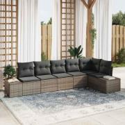 vidaXL Trädgårdsoffset 6 pcs Grå Poly Rattan, Pulverlackerat Stål