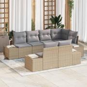 vidaXL Trädgårdsoffset med kudde med lagring 7 pcs Beige, ljusgrå