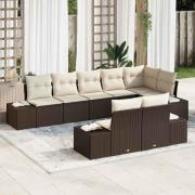 vidaXL Trädgårdsoffset 8 pcs Brun och gräddvit 319 x 154 x 85 cm