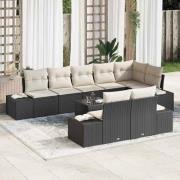vidaXL Trädgårdsoffset 9 pcs Svart och gräddvit 319 x 154 x 85 cm