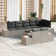 vidaXL Trädgårdsoffset 9 pcs Ljusgrå 319 x 154 x 85 cm Poly rattan