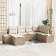 vidaXL Trädgårdsoffset 6 pcs beige och gräddvit 264 x 154 x 85 cm